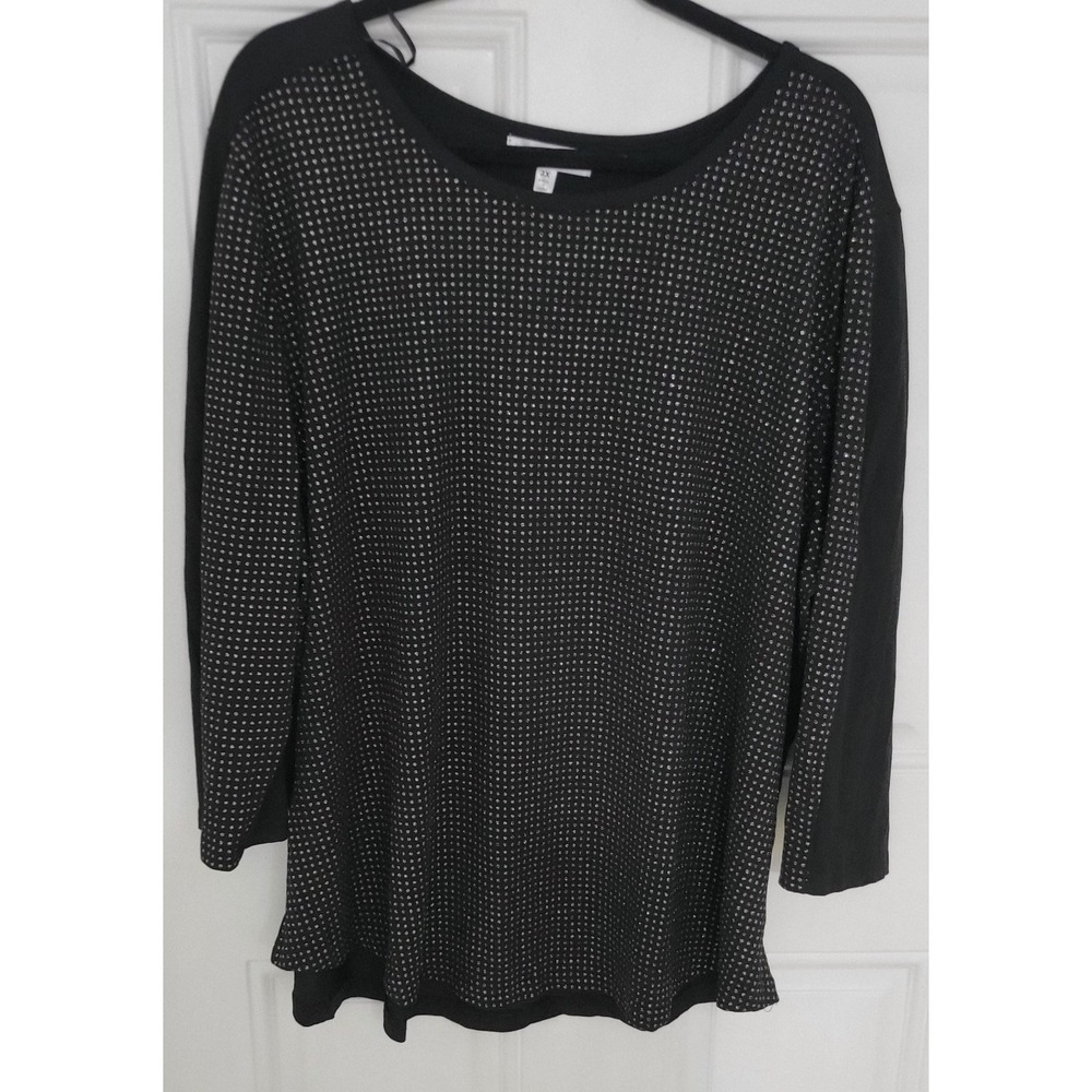 STEM & VINE Color Black Studded Top Long Sleeve Top. Size 3X. NEW.